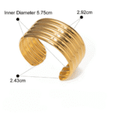 Golden Ribbed Cuff Bracelet – Anti-Tarnish Statement Piece