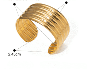 Golden Ribbed Cuff Bracelet – Anti-Tarnish Statement Piece