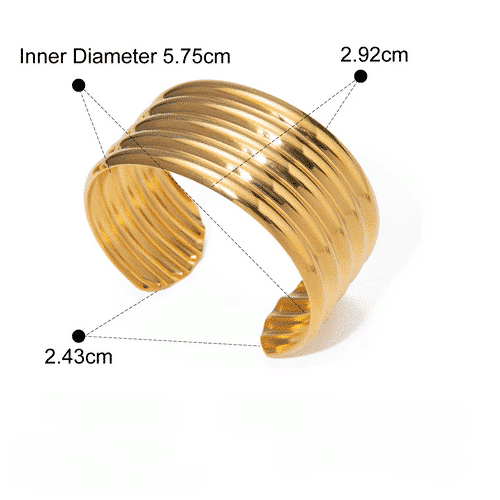 Golden Ribbed Cuff Bracelet – Anti-Tarnish Statement Piece