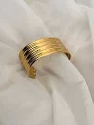 Golden Ribbed Cuff Bracelet – Anti-Tarnish Statement Piece