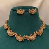 Antique Gold Temple Necklace Set – Traditional South Indian Jewellery by LB Jewels
