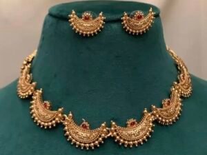 Antique Gold Temple Necklace Set – Traditional South Indian Jewellery by LB Jewels