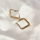 Square Gold Hoop Earrings by LP Jewels – Elegant Gold Plated Jewelry