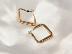 Square Gold Hoop Earrings by LP Jewels – Elegant Gold Plated Jewelry