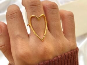 Minimalist Open Heart Gold Ring