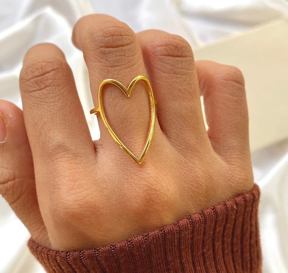 Minimalist Open Heart Gold Ring