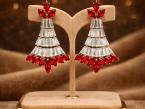 Red & White AD Chandelier Earrings
