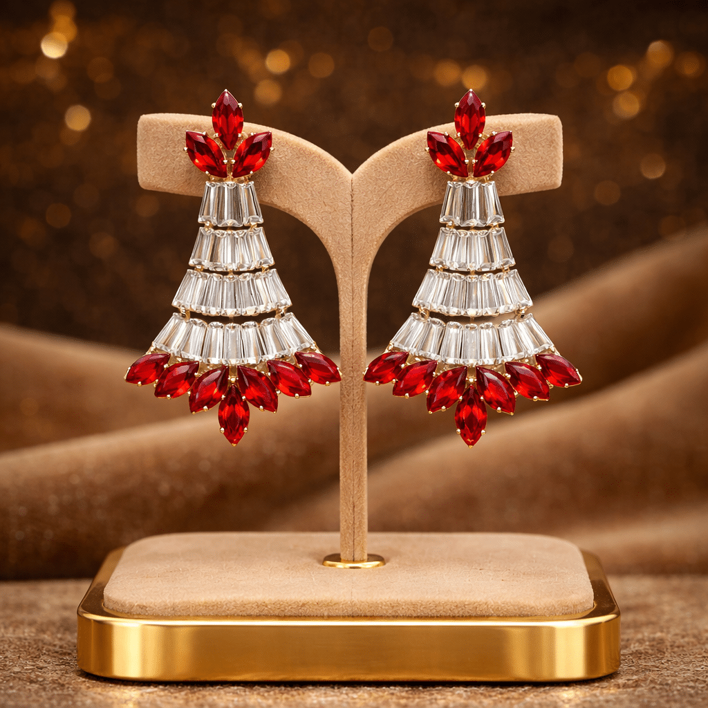 Red & White AD Chandelier Earrings |
