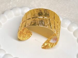 Premium Gold-Plated Textured Cuff Bracelet