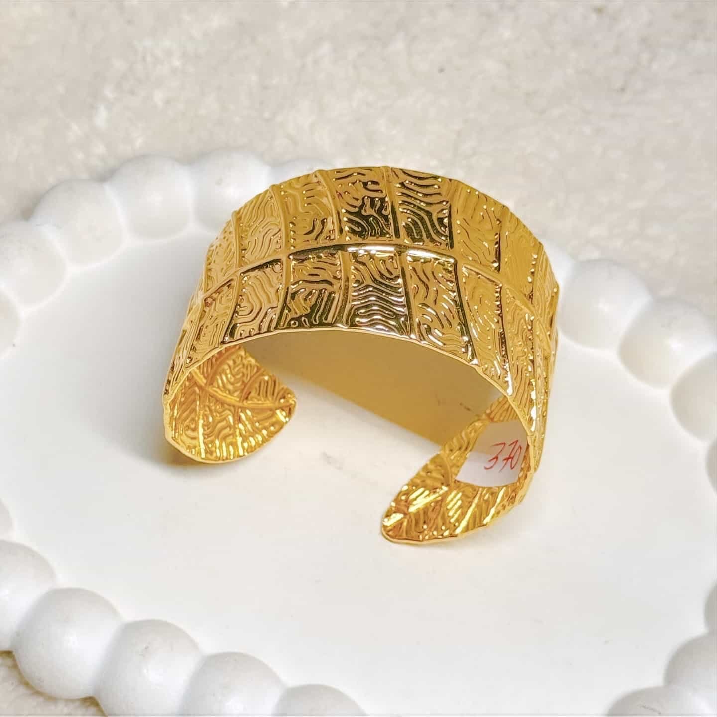 Premium Gold-Plated Textured Cuff Bracelet