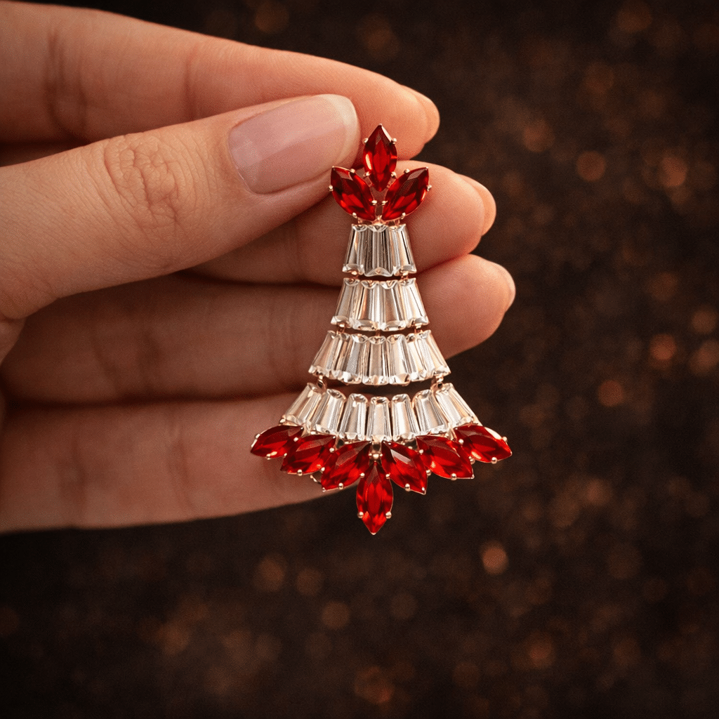 Red & White AD Chandelier Earrings |