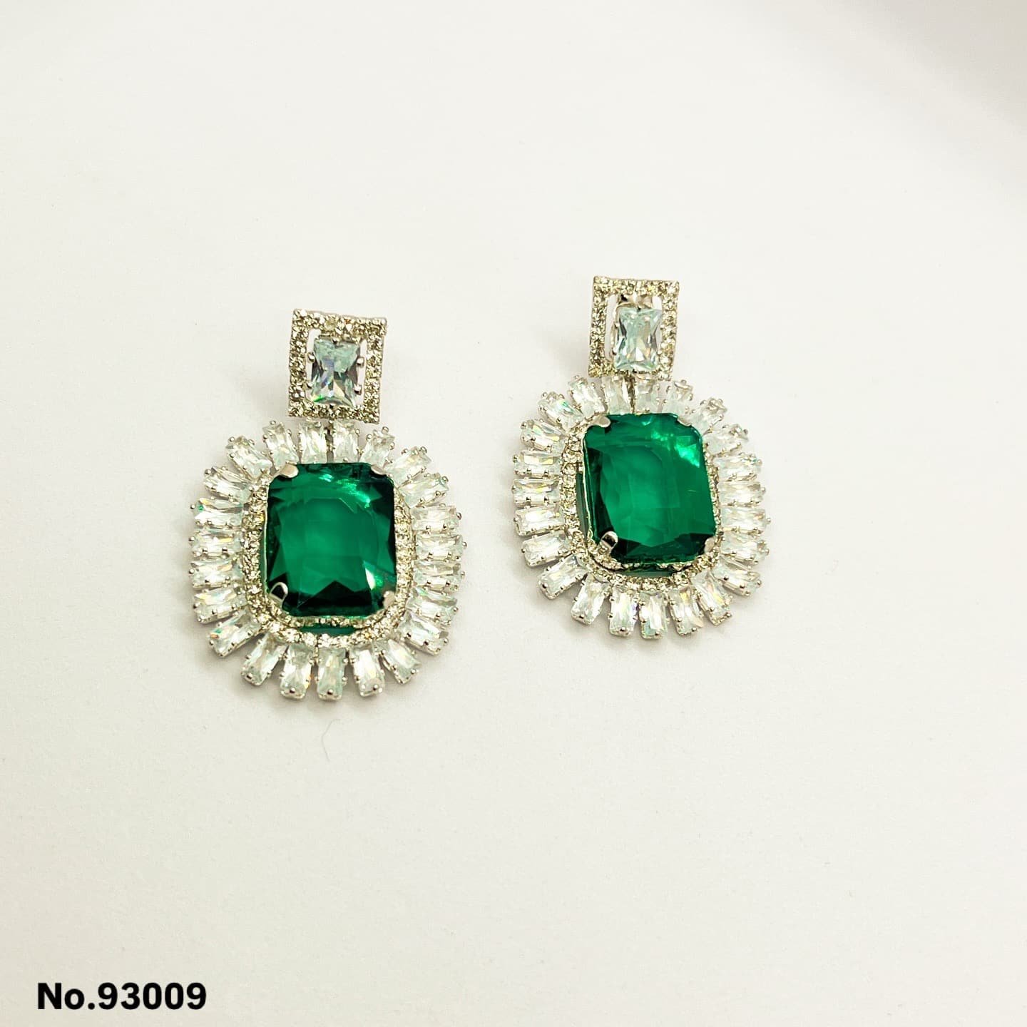 Emerald Green Oval Drop Earrings