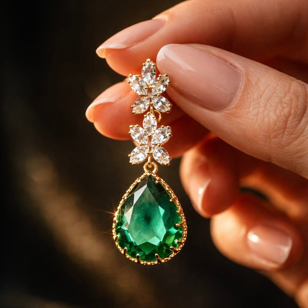 Elegant Green Crystal Drop Earrings