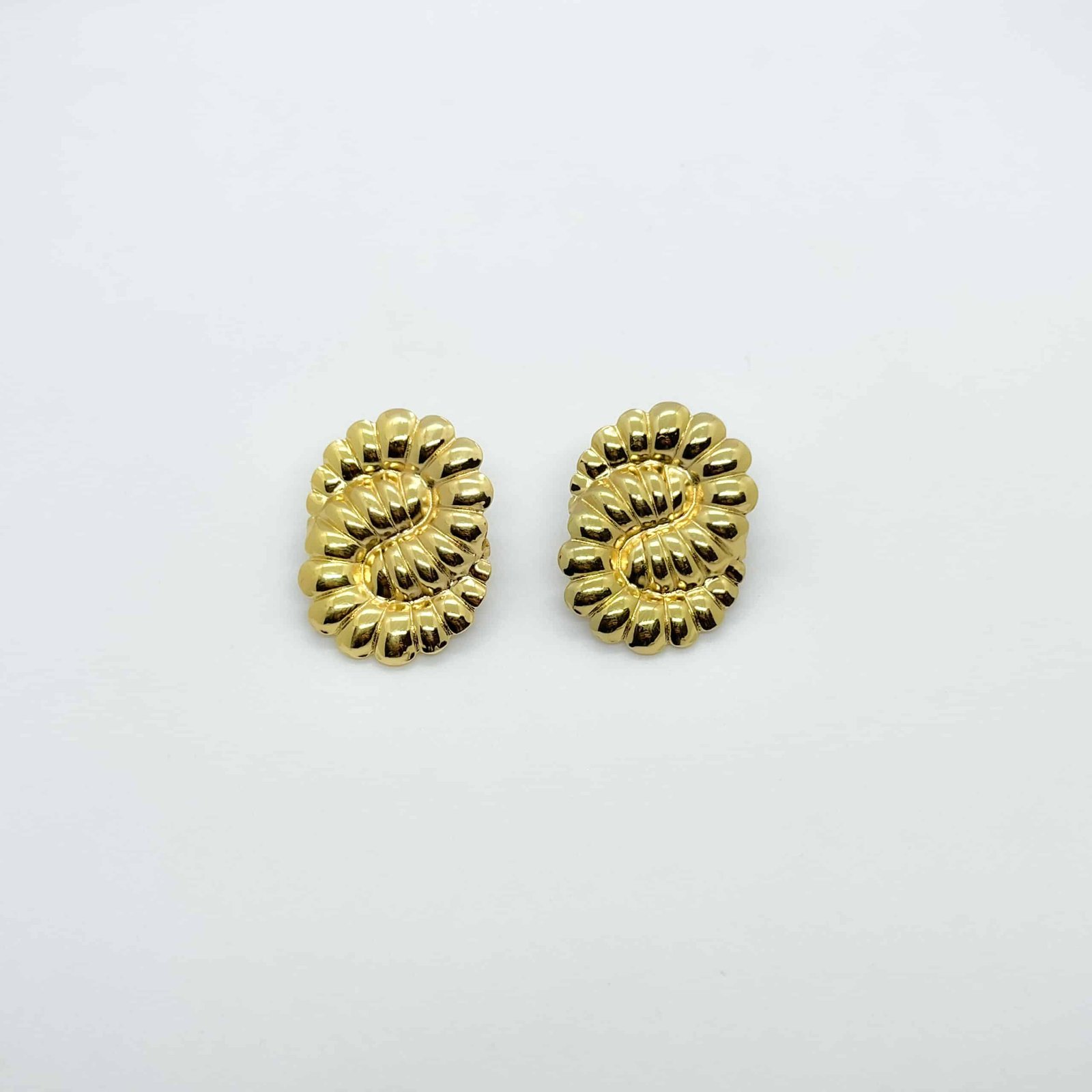 Gold Anti-Tarnish Statement Stud Earrings – Bold Textured Design for Women