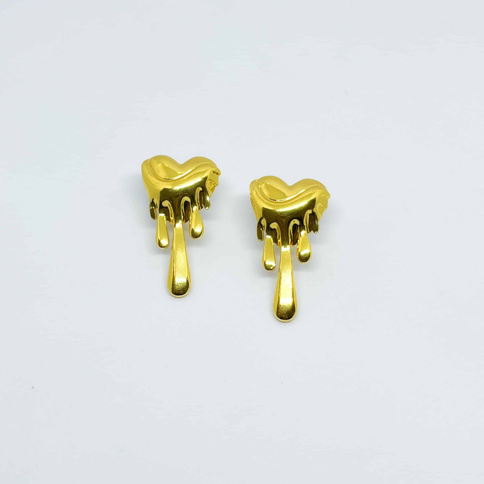 Gold Anti-Tarnish Drip Heart Earrings