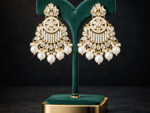 kundan pearl chandelier earrings for women