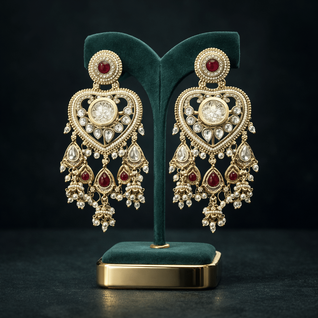 Traditional kundan pearl earrings for women