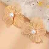 Gold flower pearl earrings for women stud design