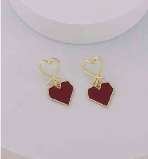 Gold Heart Drop Earrings for Women | Stylish Love Design