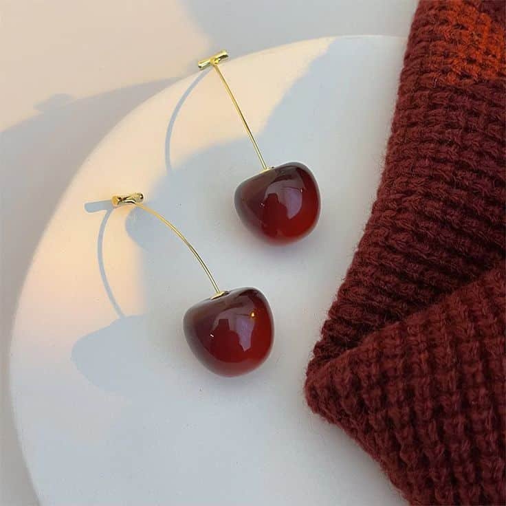 Anti Tarnish Cherry Drop Earrings for Women | Daily Wear