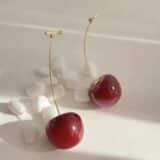 Anti tarnish cherry drop earrings for women