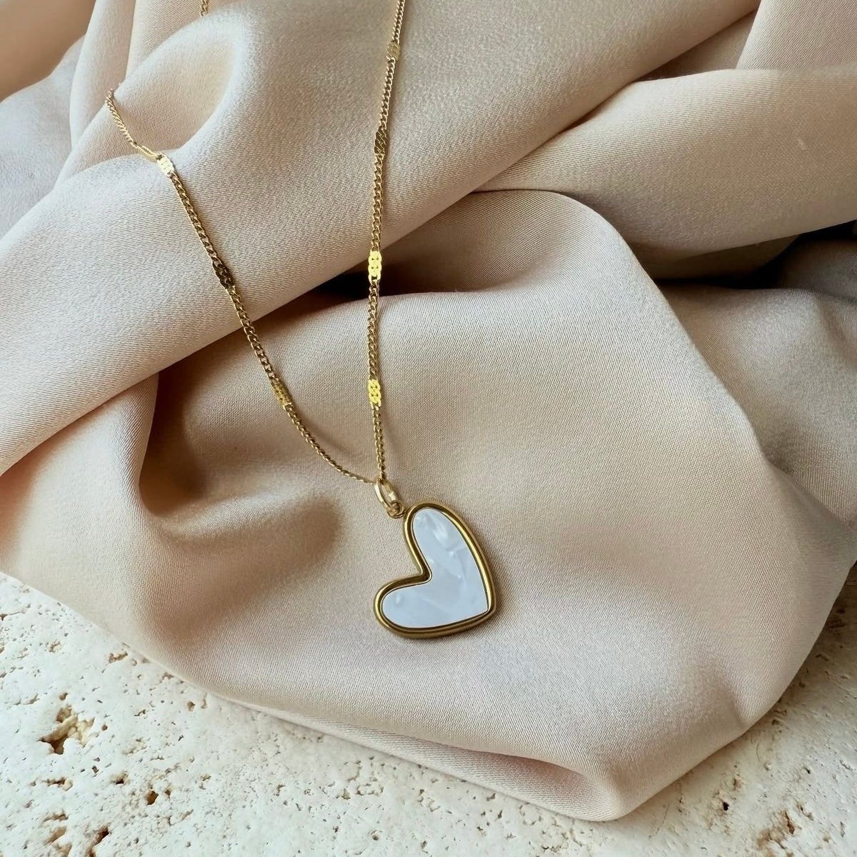 Gold Finish Anti Tarnish Heart Pendant Necklace for Women