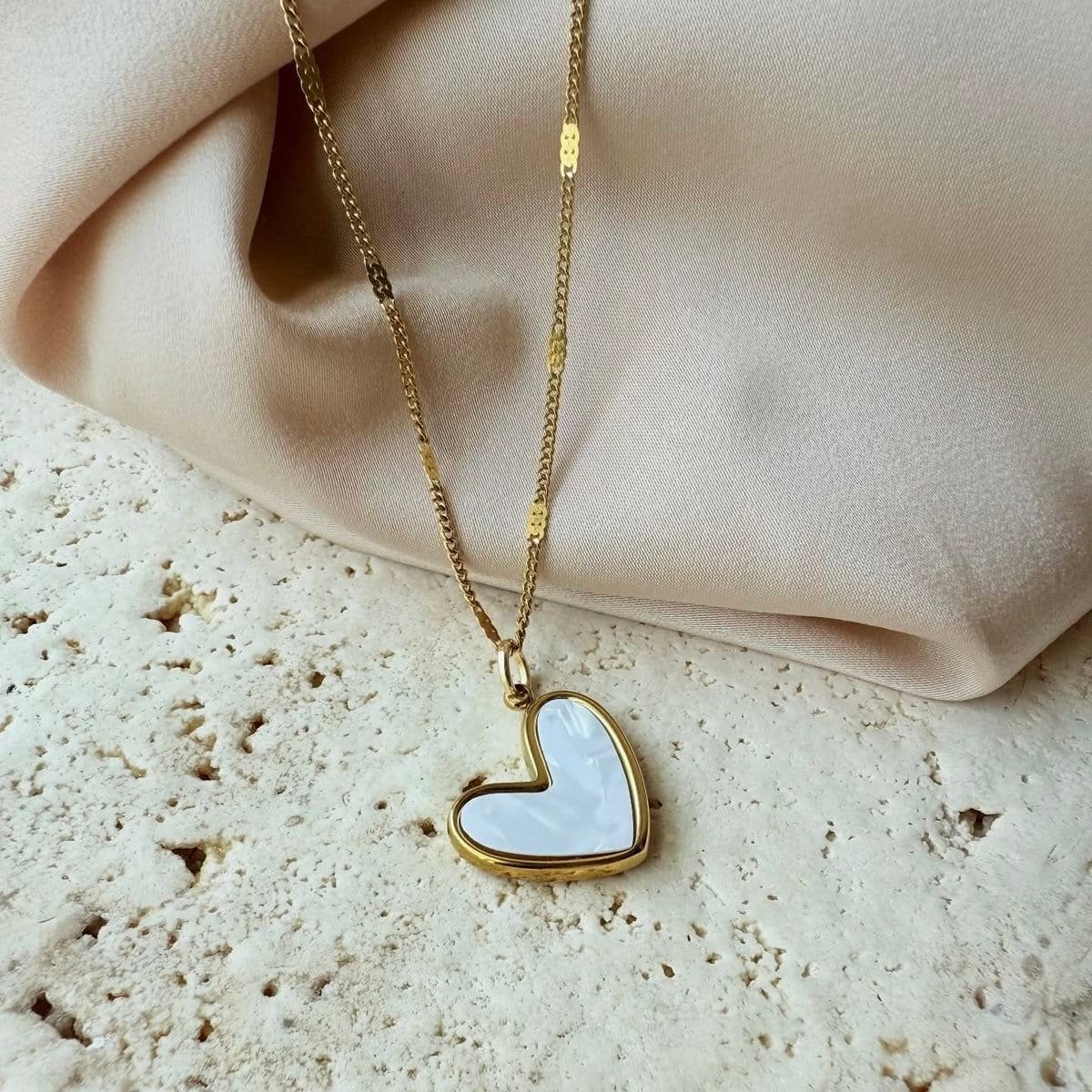 Gold Finish Anti Tarnish Heart Pendant Necklace for Women