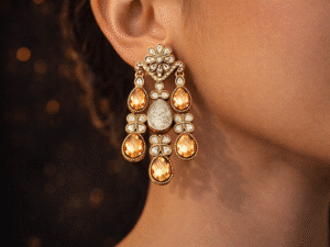 Stone drop chandelier earrings for women
