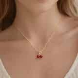 Minimal cherry pendant necklace gold finish