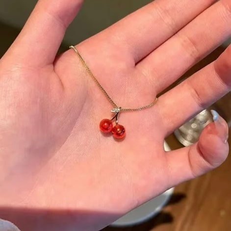 Anti Tarnish Cherry Pendant Necklace for Women