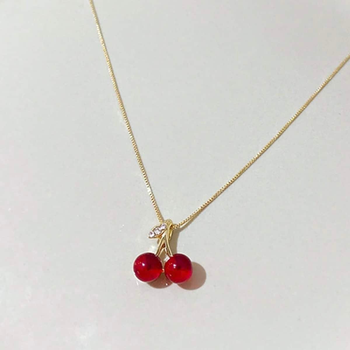 Anti Tarnish Cherry Pendant Necklace for Women