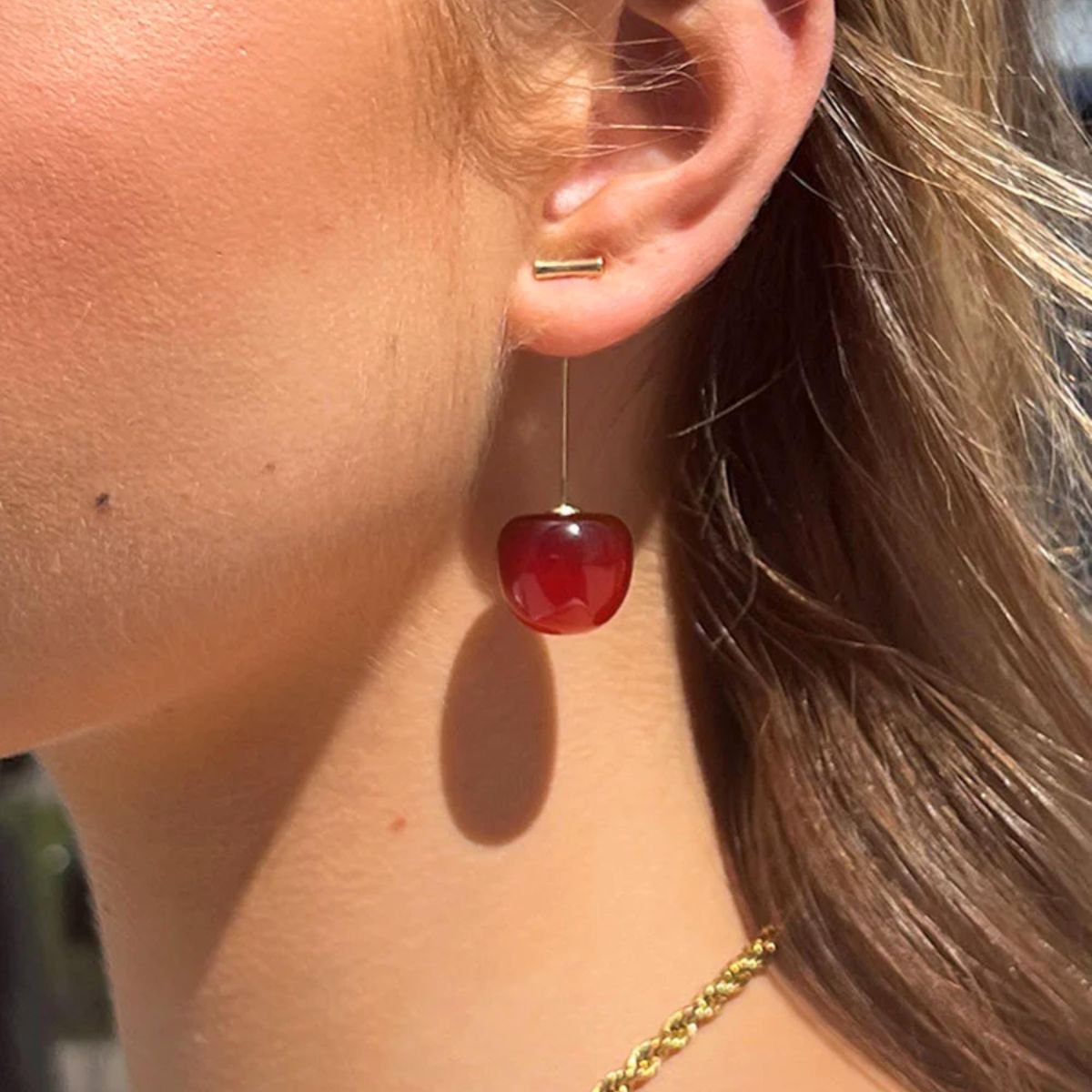 Anti Tarnish Cherry Drop Earrings for Women | Daily Wear